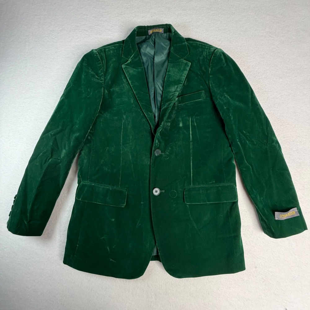Spring Notion Boys Hunter Green Velvet Blazer Formal Holiday Jacket Size XL 14
